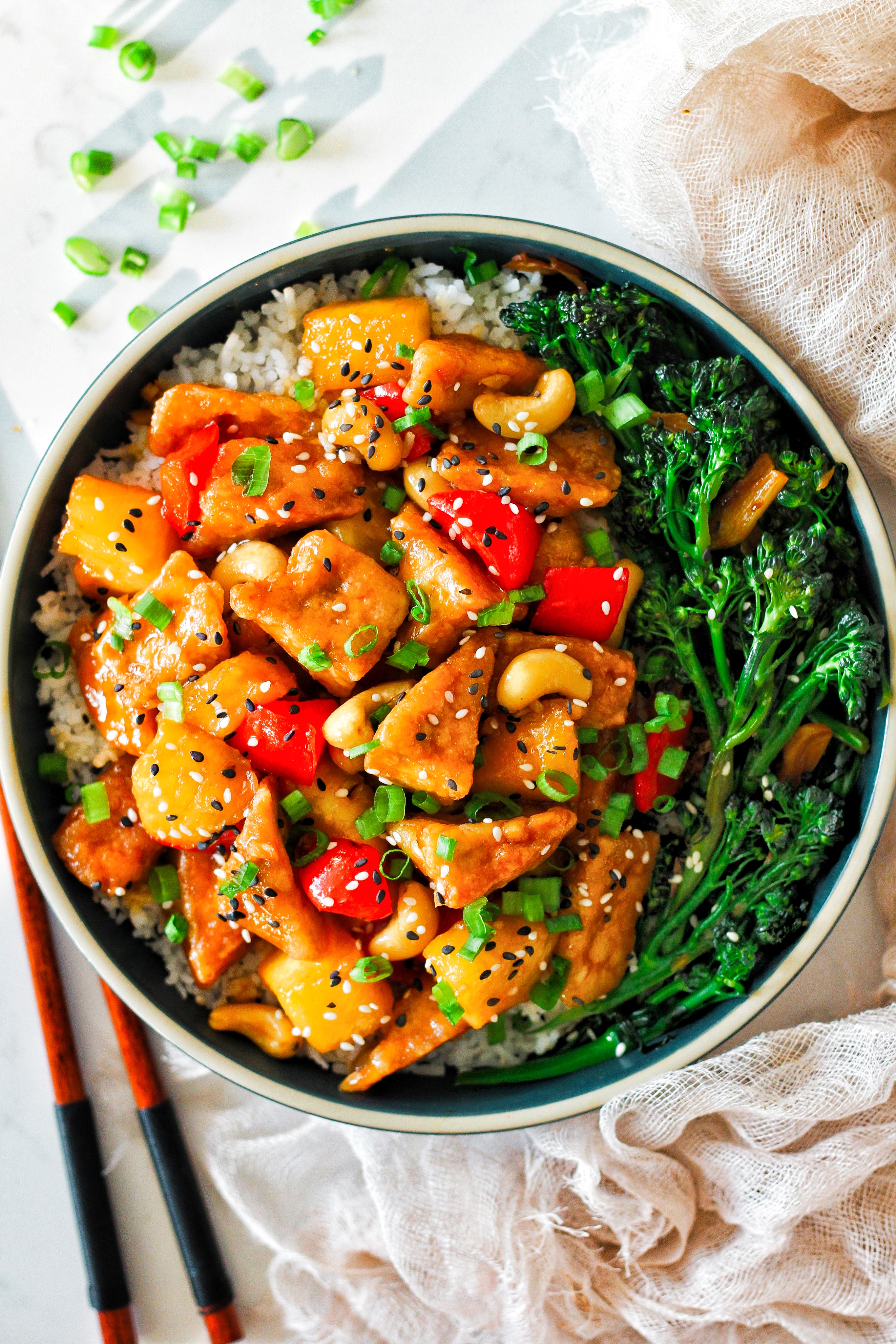 Pineapple Sweet and Sour Tofu with Cashews