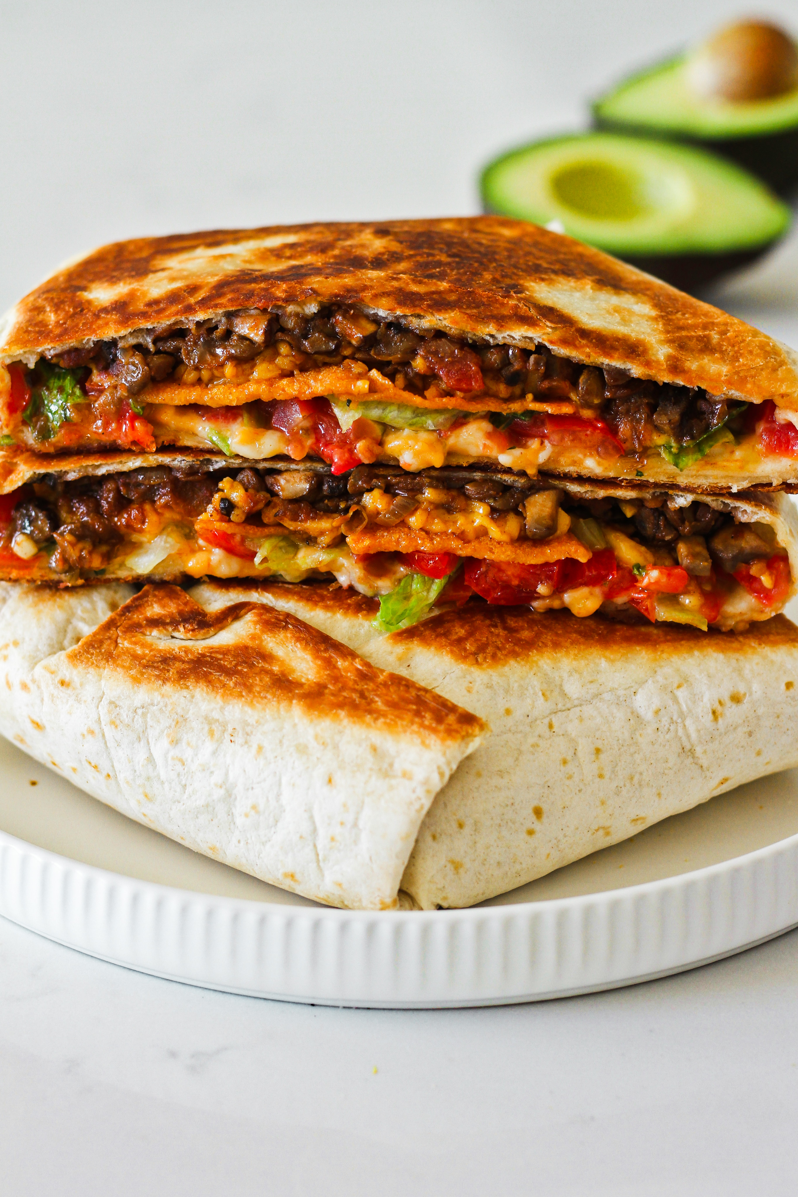Vegan Crunch Wrap Supreme with Lentil Taco “Meat”