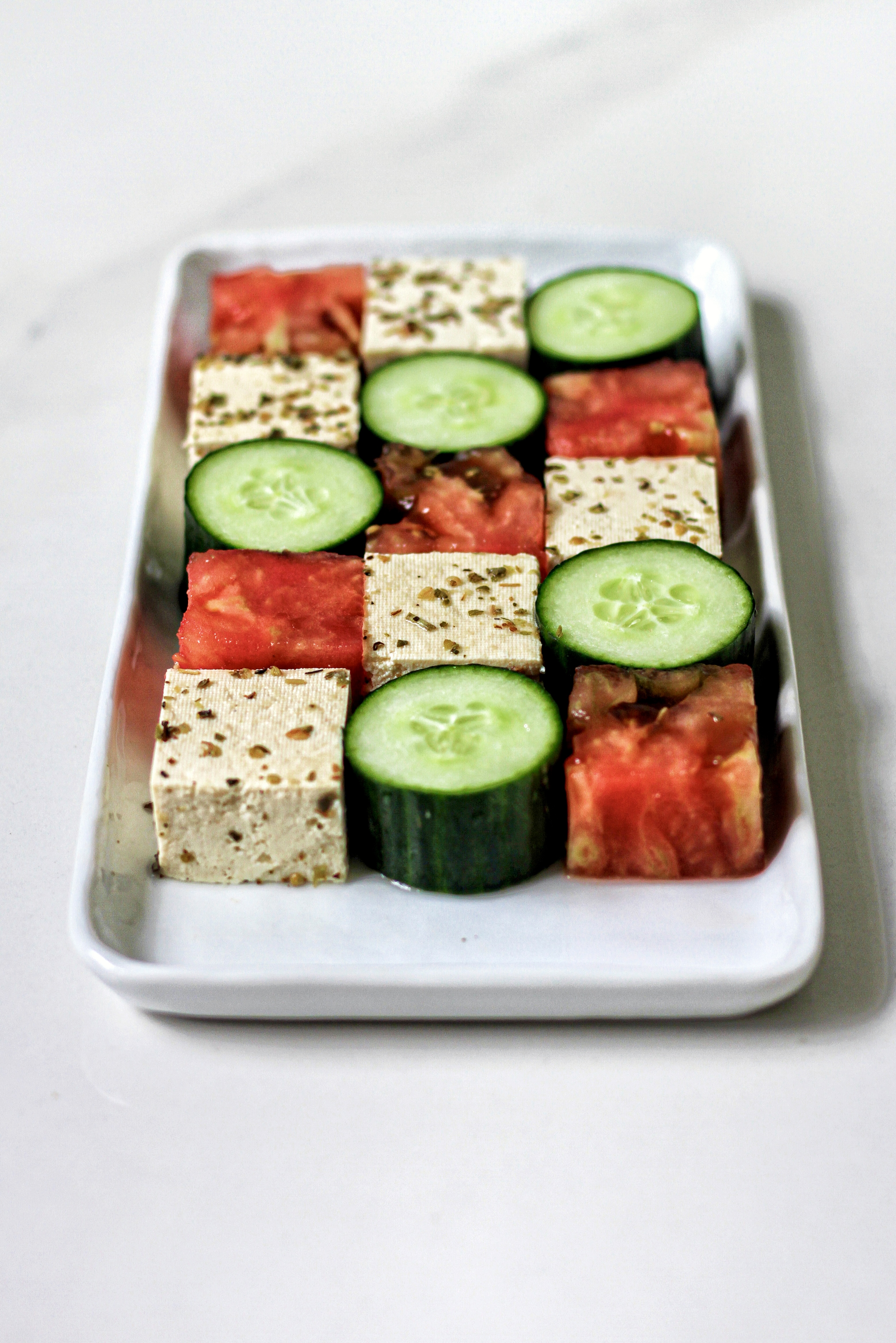 Greek Salad Mosaic with Tofu Feta