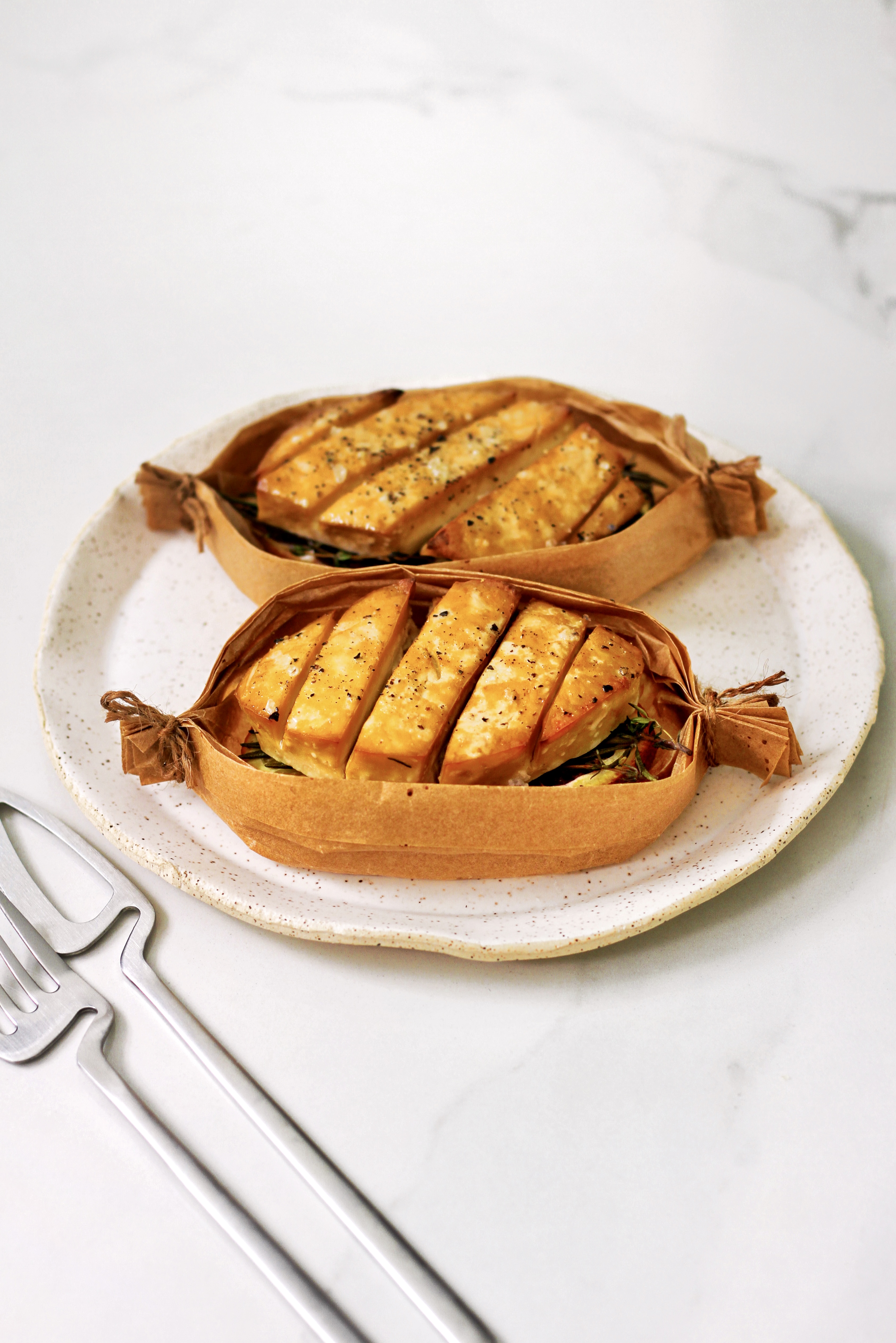 Baked Orange Tofu Boat