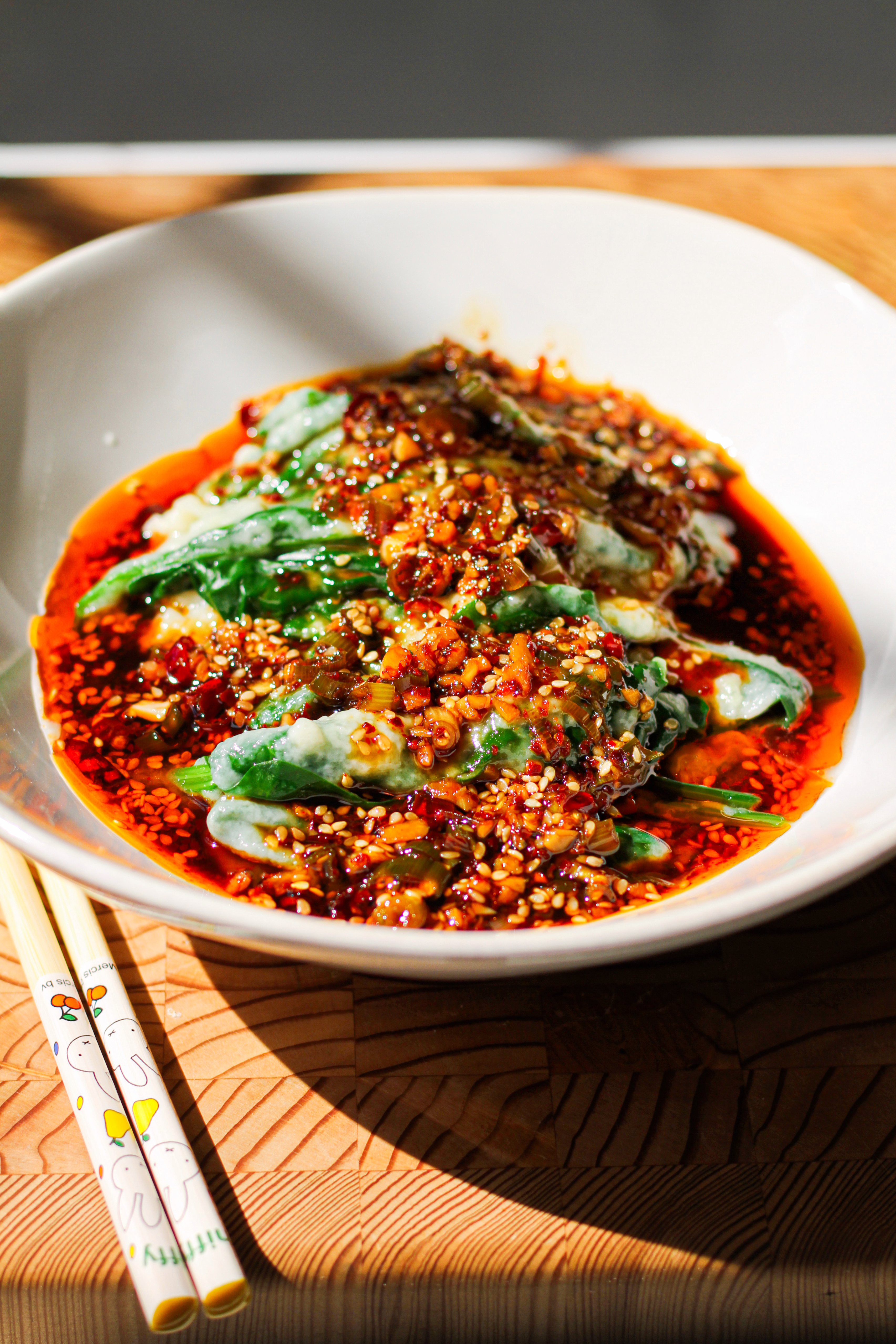 Chinese Street Food – Battered Leaf Noodles in Chili Oil